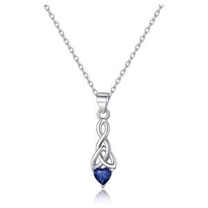 New Birthstone Pendant Necklace, 925 Sterling Silver Heart - September